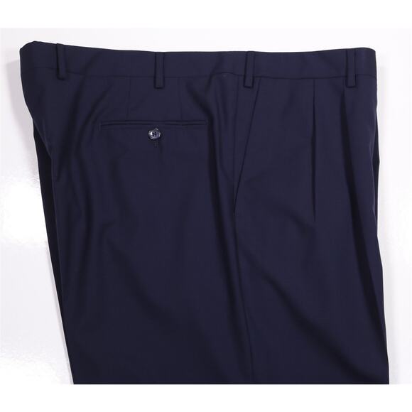 Ravazzolo Dress Pants Navy Blue Wool Pleated Handmade Trousers 42x31 - Picture 2 of 7